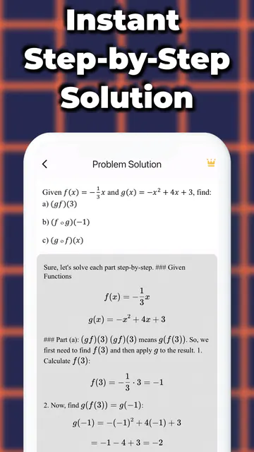 Math Solver step-by-step solution screen