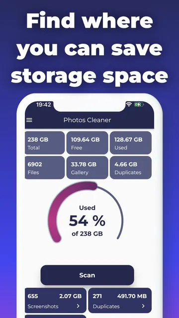 Photos Cleaner storage overview screen